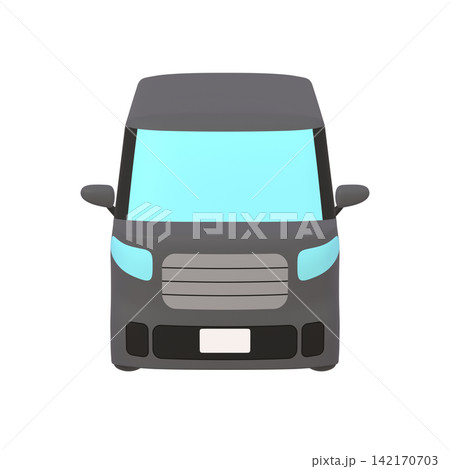 自動車のイラスト素材　デフォルメ　小型ハイトワゴン　黒（1_b） 142170703