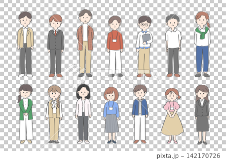 A set of simple and cute hand-drawn illustrations of working people. A set of simple and cute hand-drawn illustrations of working people. 142170726