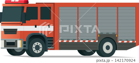 Firefighter truck angled front side view illustration 142170924