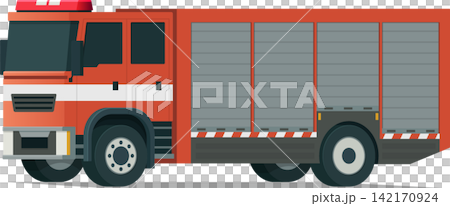 Firefighter truck angled front side view illustration 142170924