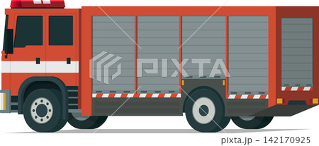 Firefighter truck angled rear side view illustration 142170925