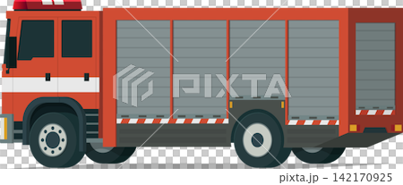 Firefighter truck angled rear side view illustration 142170925