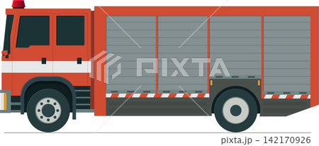 Firefighter truck flat side view illustration 142170926