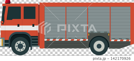 Firefighter truck flat side view illustration 142170926