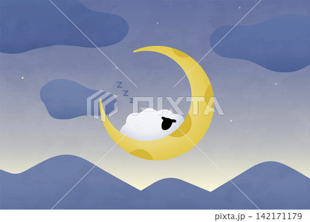 月の上で眠る羊のイラスト ひつじ ヒツジ 睡眠 寝る 夜 夜空 夜明け 星 かわいい 三日月 未年 月の上で眠る羊のイラスト ひつじ ヒツジ 睡眠 寝る 夜 夜空 夜明け 星 かわいい 三日月 未年 142171179