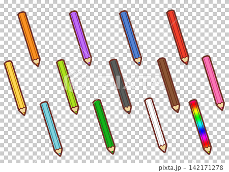 一組簡單的色鉛筆插畫 一組簡單的色鉛筆插畫 142171278