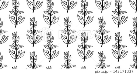 Hedge Hyssop Botanical Seamless Pattern Hedge Hyssop Botanical Seamless Pattern 142171337