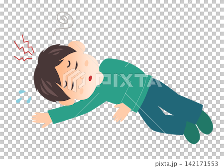 因中暑而倒塌的人的插圖 因中暑而倒塌的人的插圖 142171553