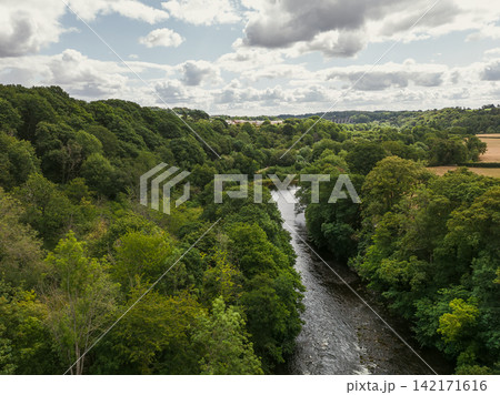 Lush Green River Landscape Near Pontcysyllte Aqueduct, Wales Lush Green River Landscape Near Pontcysyllte Aqueduct, Wales 142171616