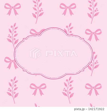 Cute floral pattern frame template with tiny bows 142171922