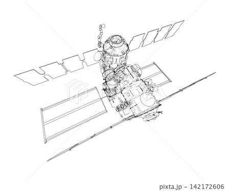 detailed illustration of a space station in orbit detailed illustration of a space station in orbit 142172606