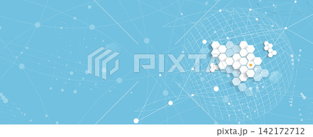 Futuristic technology and science background, DNA strands, connected neural web 142172712