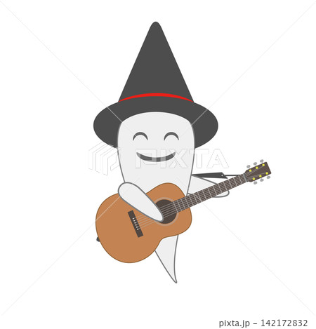 ハロウィンでギターを弾くオバケ ハロウィンでギターを弾くオバケ 142172832
