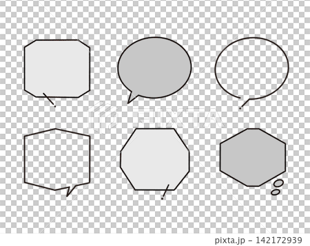 Hand-drawn style_Simple speech bubble set, Material C_03 Hand-drawn style_Simple speech bubble set, Material C_03 142172939