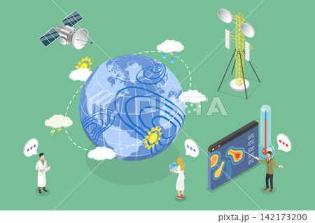 3D Isometric Flat Vector Illustration of Meteorology, Basic Weather Science Principles And Concepts 3D Isometric Flat Vector Illustration of Meteorology, Basic Weather Science Principles And Concepts 142173200