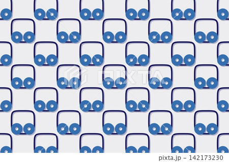 Minimal botanical pattern, leaves on blue Minimal botanical pattern, leaves on blue 142173230