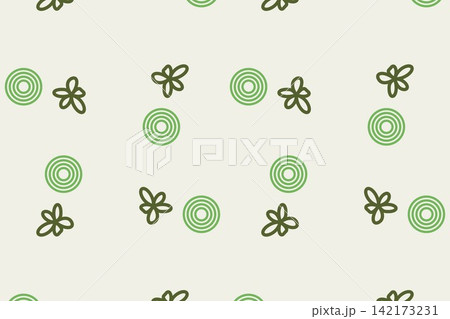 Modern botanical seamless tile, scattered daisies in olive 142173231
