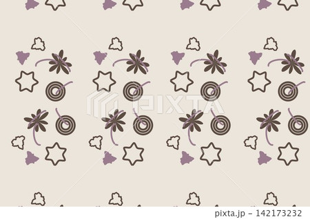 Scattered star flowers seamless background in warm grey Scattered star flowers seamless background in warm grey 142173232