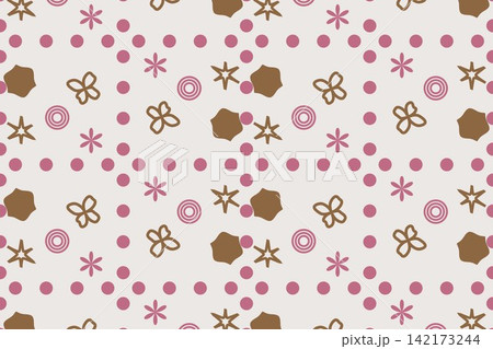Modern botanical seamless tile, ditsy star flowers in orange 142173244