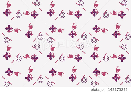 Seamless purple pattern of tossed daisies 142173253