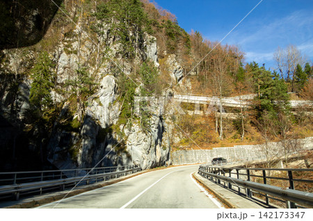 Loiblpass B91 through the Karawank mountain range, connecting Austria with Slovenia. Loiblpass B91 through the Karawank mountain range, connecting Austria with Slovenia. 142173347