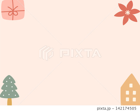 クリスマス飾りのフレームイラスト素材 142174505