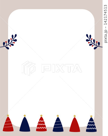 クリスマス飾りのフレームイラスト素材 クリスマス飾りのフレームイラスト素材 142174513