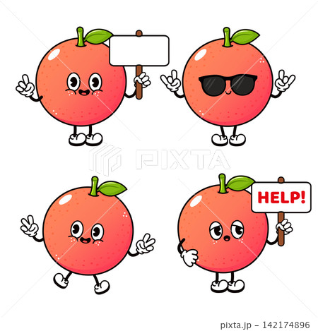 Grapefruit character set with sign sunglasses and help message Grapefruit character set with sign sunglasses and help message 142174896