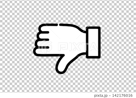 Icon illustration of a hand making a bad sign, with sleeves. Icon illustration of a hand making a bad sign, with sleeves. 142176016