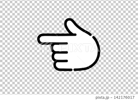 Icon illustration of a hand pointing to the left. 142176017