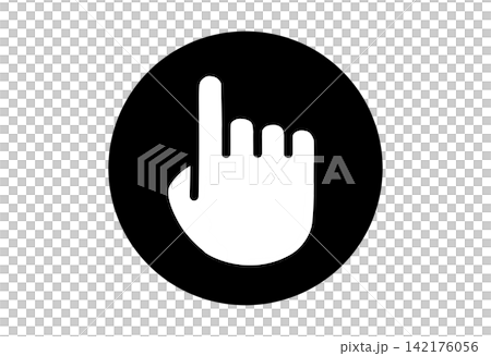 Icon illustration of a hand pointing upwards, with a black circle. Icon illustration of a hand pointing upwards, with a black circle. 142176056