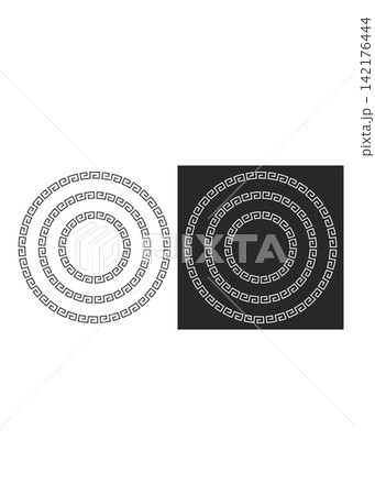 Concentric Greek Key Meander Circular Borders Concentric Greek Key Meander Circular Borders 142176444