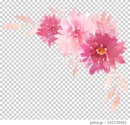 Watercolor dahlia frame material Watercolor dahlia frame material 142176501