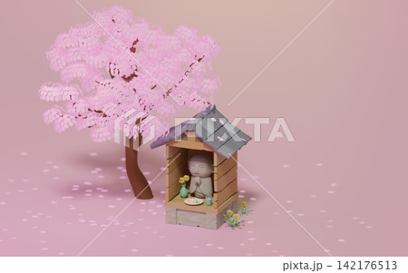 地蔵堂と桜 地蔵堂と桜 142176513