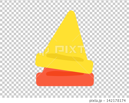 Red and yellow traffic cone illustration Red and yellow traffic cone illustration 142178174