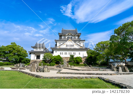 大阪府岸和田市 岸和田城本丸と岸和田城庭園の八陣の庭 大阪府岸和田市 岸和田城本丸と岸和田城庭園の八陣の庭 142178230