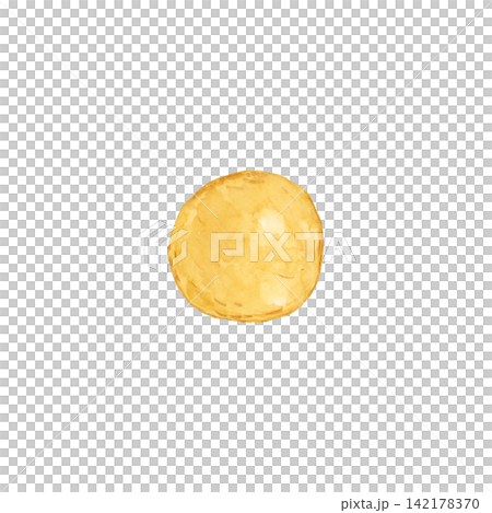 A watercolor illustration of a single round satsuma-age (fried fish cake) from oden. A watercolor illustration of a single round satsuma-age (fried fish cake) from oden. 142178370