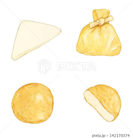 おでんの具材4種セットの水彩イラスト おでんの具材4種セットの水彩イラスト 142178374