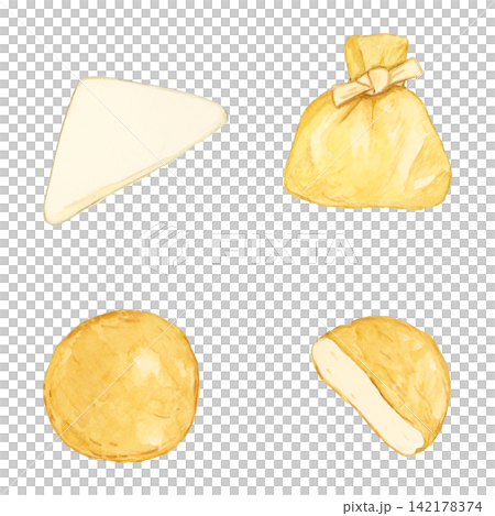 おでんの具材4種セットの水彩イラスト おでんの具材4種セットの水彩イラスト 142178374