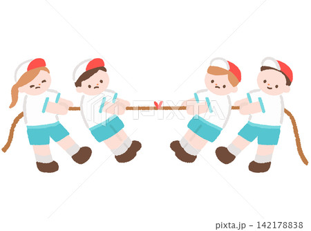 運動会で綱引きをする子どもたちのイラスト 運動会で綱引きをする子どもたちのイラスト 142178838