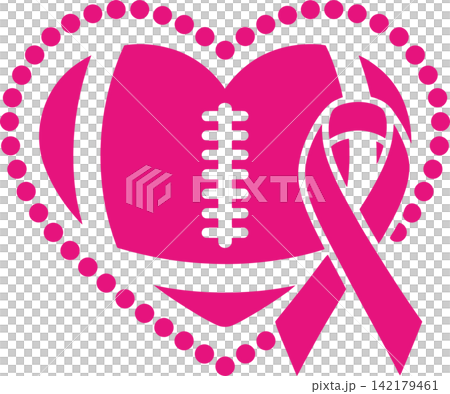 Pink Breast Cancer Awareness Football Heart with Ribbon Support Illustration Pink Breast Cancer Awareness Football Heart with Ribbon Support Illustration 142179461