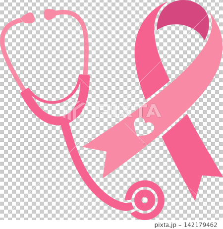 Pink Breast Cancer Awareness Ribbon with Stethoscope Healthcare Support Illustration Pink Breast Cancer Awareness Ribbon with Stethoscope Healthcare Support Illustration 142179462