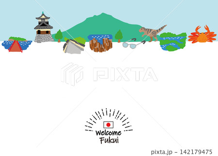 福井県 観光地 街並み 手描き フラット マップ 福井県 観光地 街並み 手描き フラット マップ 142179475