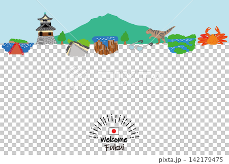 福井県 観光地 街並み 手描き フラット マップ 福井県 観光地 街並み 手描き フラット マップ 142179475