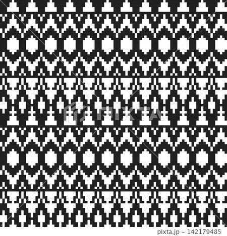 Black and White Argyle Knitting Grid seamless pattern design for fashion and home textiles, graphics, knitwear and backgrounds 142179485