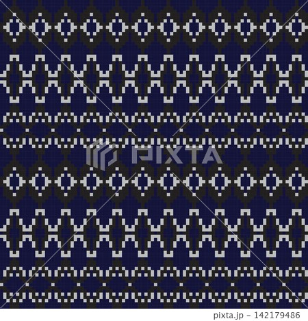 Navy Argyle Knitting Grid seamless pattern design for fashion and home textiles, graphics, knitwear and backgrounds 142179486