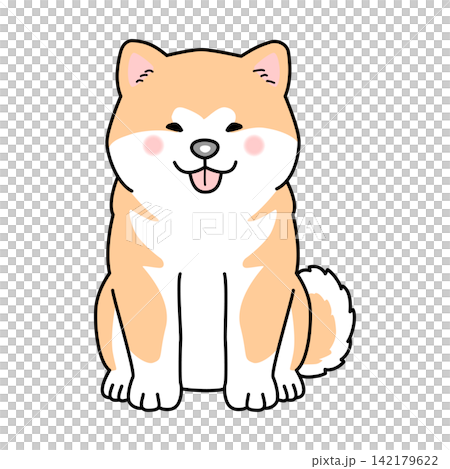 秋田犬的向量插圖(全身像,正面,坐姿)。 秋田犬的向量插圖(全身像,正面,坐姿)。 142179622