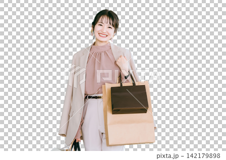 買い物・ショッピング・爆買い・無駄遣いするビジネスウーマン・女性 買い物・ショッピング・爆買い・無駄遣いするビジネスウーマン・女性 142179898
