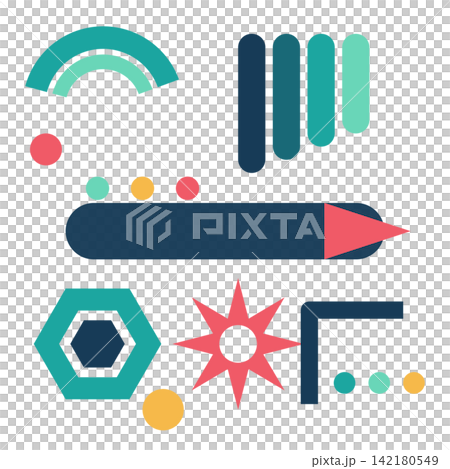 A set of colorful abstract shape parts that can be used for creating documents and proposals. A set of colorful abstract shape parts that can be used for creating documents and proposals. 142180549
