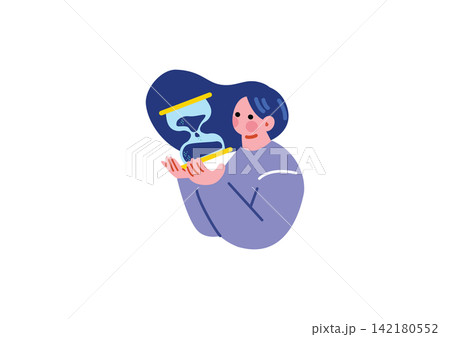 時計を持つ女性のイラスト 時計を持つ女性のイラスト 142180552